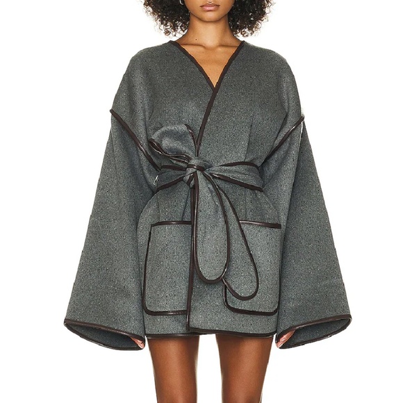 BEST Helsa Revolve Wool Blend Blanket Coat - Grey Casual Quiet Lux - Picture 4 of 9